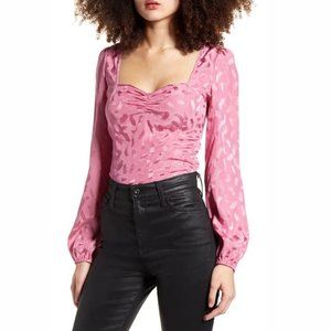 WAYF X Influencers Corset Top Size XS Pink Paint Stroke Jacquard NWT NORDSTROM